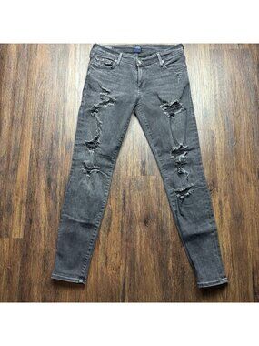 TRUE RELIGION LOW RISE SUPER SKINNY CASEY JEANS BLACK DISTRESSED Size 29